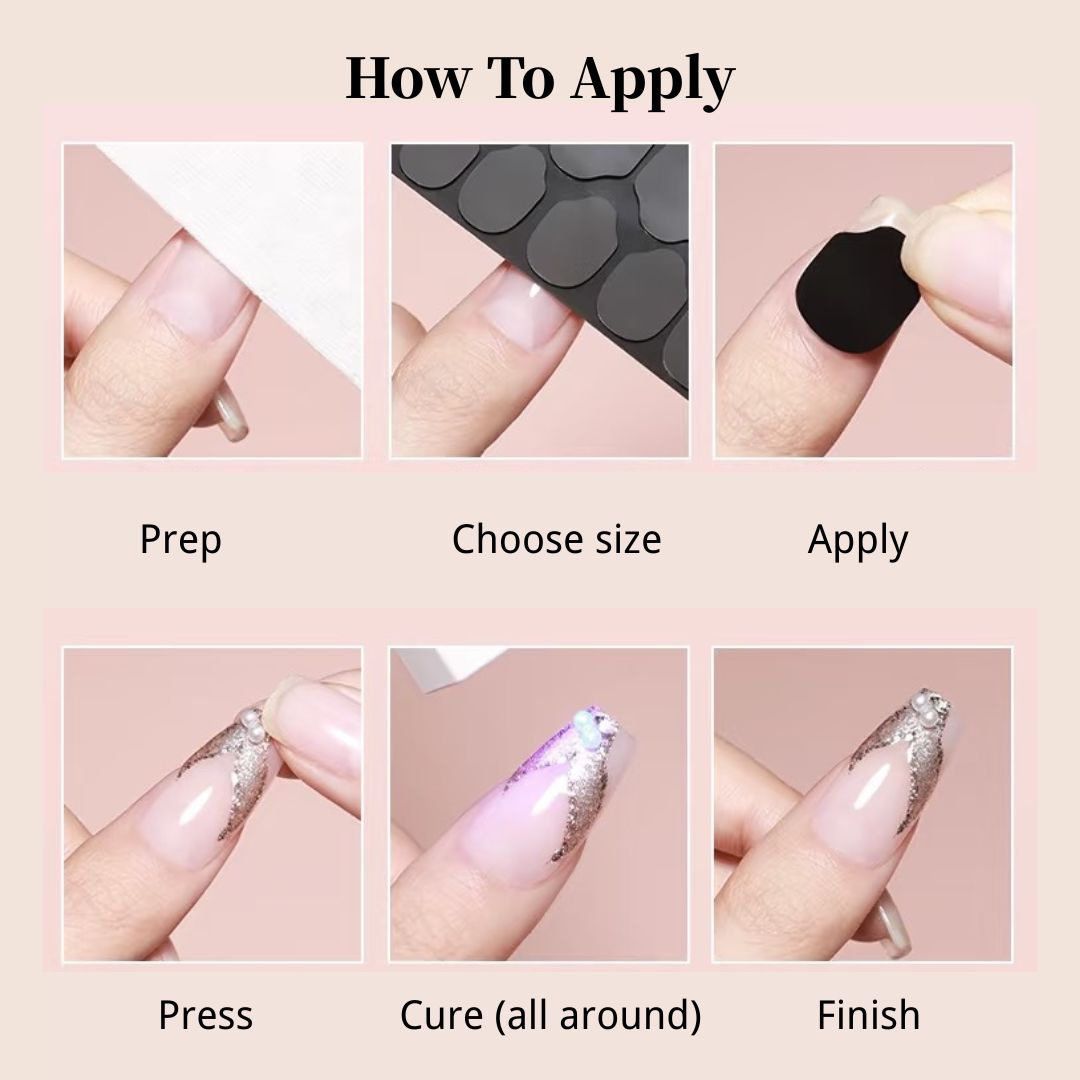 Press-on Glue Tabs Black Solid Gel (UV Light Needed)