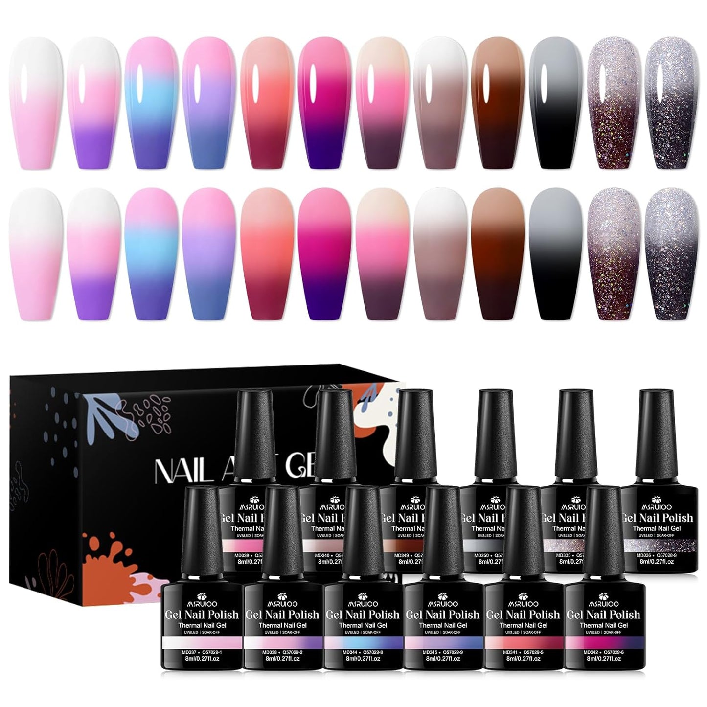 Temperature Mood Color Changing Gel Nail Polish Set 12 Colors