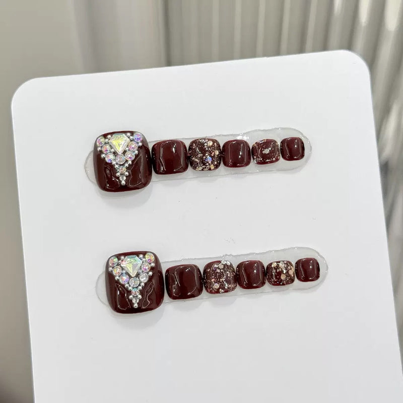Brown nail  Handmade Press On Toe Nails