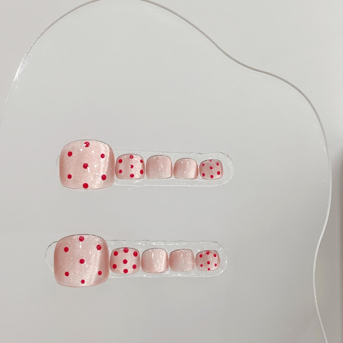 Diced Strawberries Square Handmade Press On Toe Nails